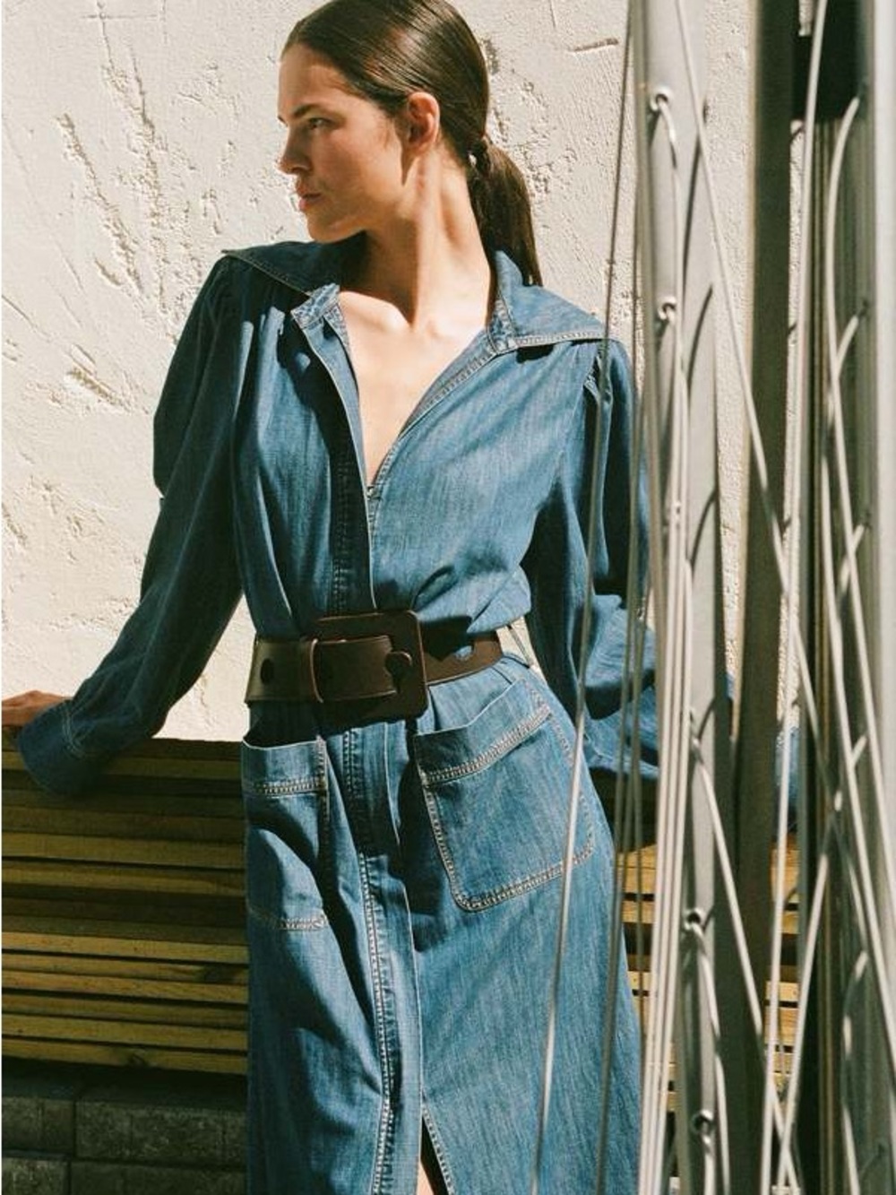 Sea NY Fallon Cutout Denim Midi Dress Size Small